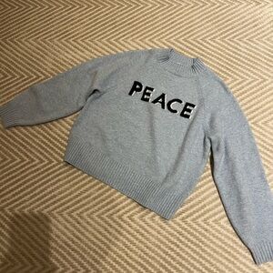 Old Navy Gray Crewneck Sweater Peace Design